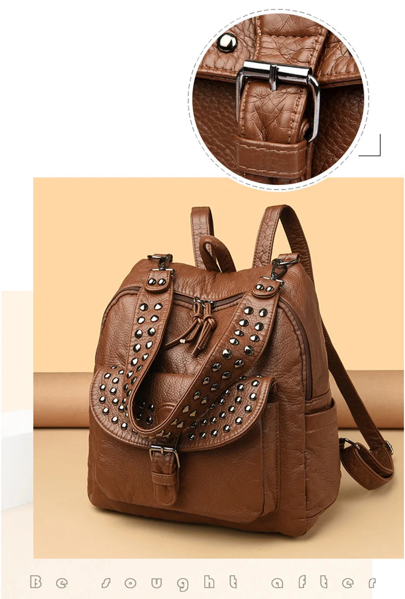 Women High quality leather Backpacks Vintage Female Shoulder Bag Sac a Dos Travel Ladies Bagpack Mochilas School Bags For Girls