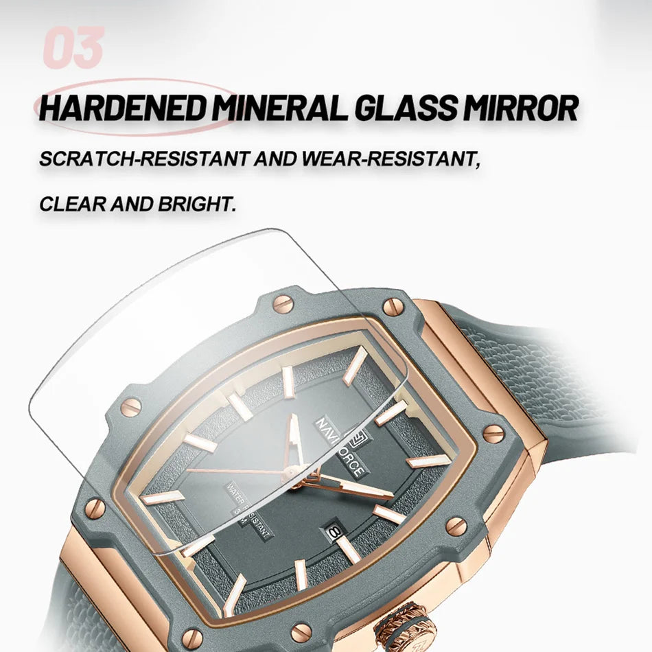 NAVIFORCE Elegant Ladies' Watch Fashion Luminous Pointer 3ATM Waterproof Calendar Display Silicone Strap Women's Quartz Watches