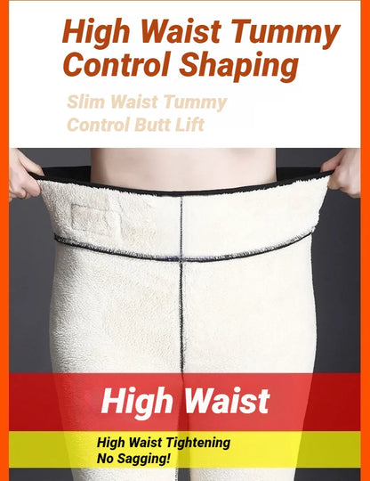 Women Thermal Leggings Winter Warm Sexy Elastic Translucent Pantyhose Female Fleece High Waist Slim Thicken Tight Pants Black