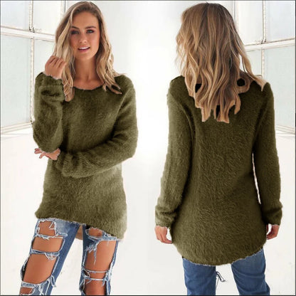 2025 Plus Size Women Warm Sweaters Solid Color O Neck Loose Knitted Pullover Long Sweater Casual Blouse Lady Oversize Clothing