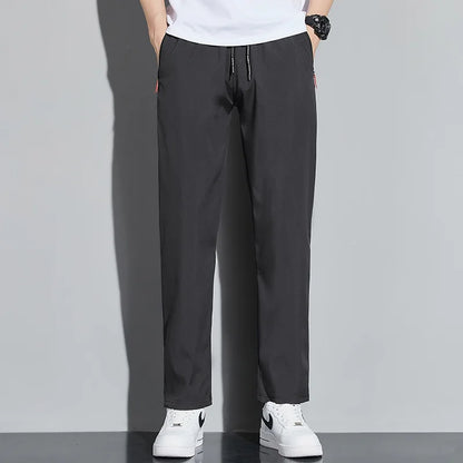 Men's Casual Pants Business Stretch Slim Fit Elastic Waist Jogger Korean Classic Blue Black Gray Male Brand Trousers