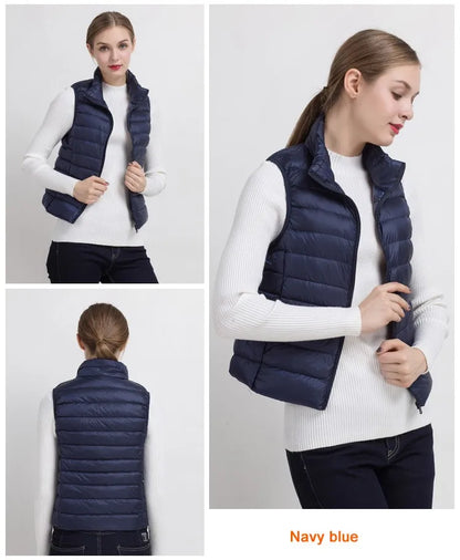 Women Vests 2023 New Autumn Winter Ultra Light Duck Down Vest Female Slim Sleeveless Jacket Windproof Warm Puffer Waistcoat