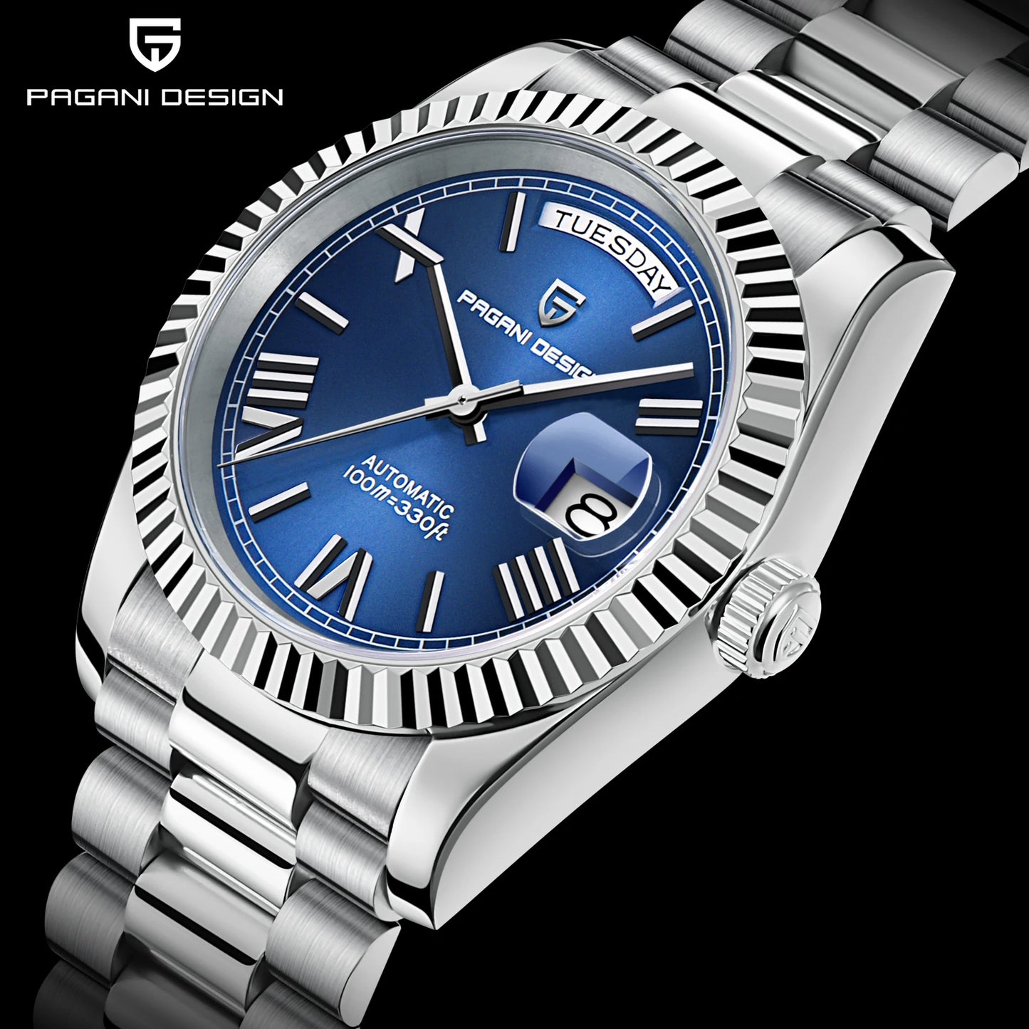 PAGANI DESIGN Watches Pure White Dial Mechanical Watch For Men 2025 New Luxury Sapphire Crystal Automatic Stainless Steel Clock
