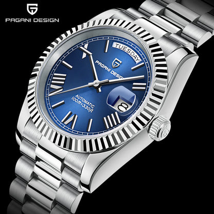 PAGANI DESIGN Watches Pure White Dial Mechanical Watch For Men 2025 New Luxury Sapphire Crystal Automatic Stainless Steel Clock