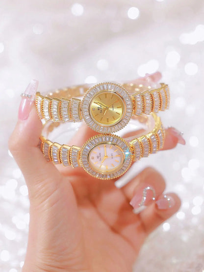 UTHAI Women Watch Light Luxury Brand Female Bracelet Exquisite Mermaid Full Diamond Waterproof Ladies Fashion Quartz Watches