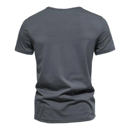 Men's T-shirts Summer Henley V-neck Short Sleeve Casual Solid Color Slim Fit T-shirt Breathable Basic Loose Fitness Sports Top