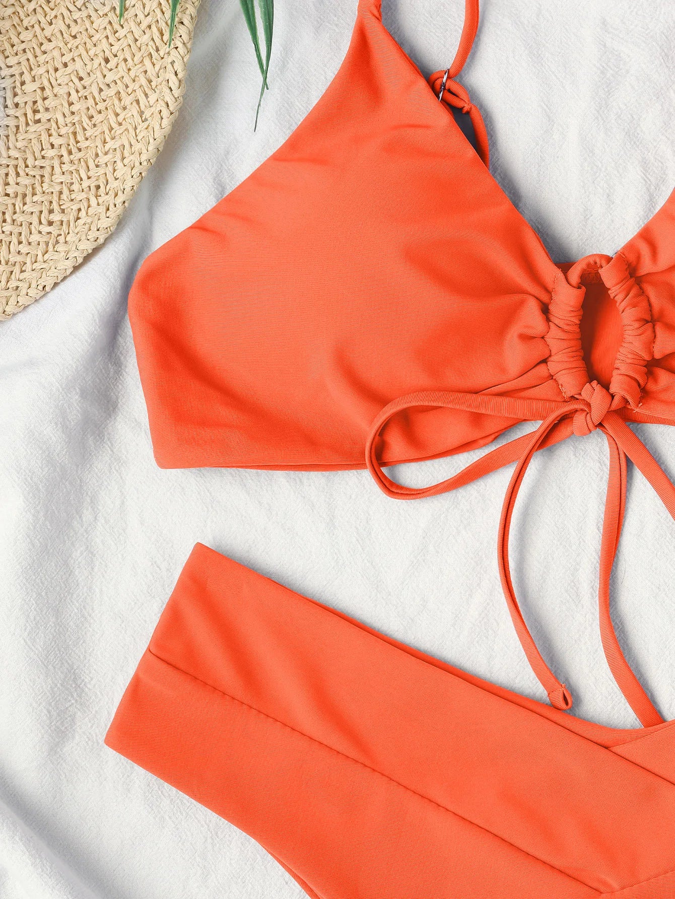 New High Elastic Bikini Set for 2025 Summer Two Pieces Solid Color Lace-up Sexy Women Swimsuit Beach Bathing Suit Swimwear