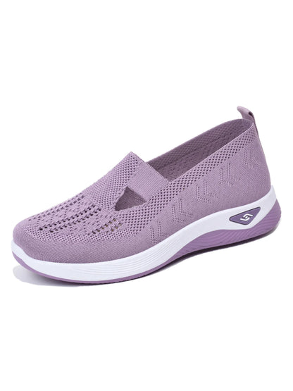 Women's shoes Solid Color Breathable Sneakers, casual sneaker women's summer sneakers, Low-top Knitted Casual Shoes Mom Shoes
