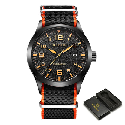 OCHSTIN New Top Brand Automatic Mechanical Watches for Men Military Nylon Strap Pilot Watch Male Auto Date Day Relogio Masculino