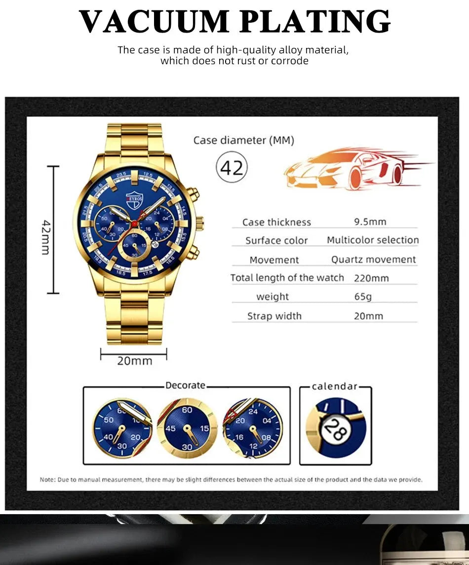 Fashion Men's Watches Business Stainless Steel Quartz Wrist Watch Calendar Date Male Casual Sports Luminous Clock