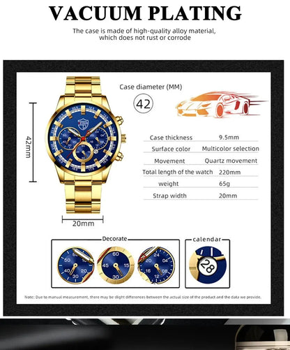 Fashion Men's Watches Business Stainless Steel Quartz Wrist Watch Calendar Date Male Casual Sports Luminous Clock