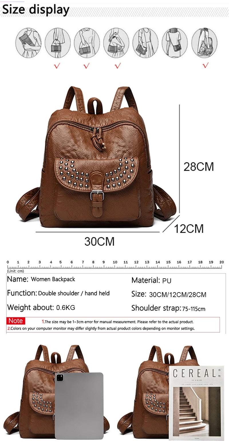 Women High quality leather Backpacks Vintage Female Shoulder Bag Sac a Dos Travel Ladies Bagpack Mochilas School Bags For Girls