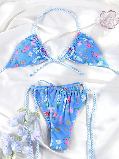 Halter Extreme Bikini for Women Green Swimwear Bandage Micro Thong Bikini Beach Wear Bathing Suit Female 2026 Swimsuit