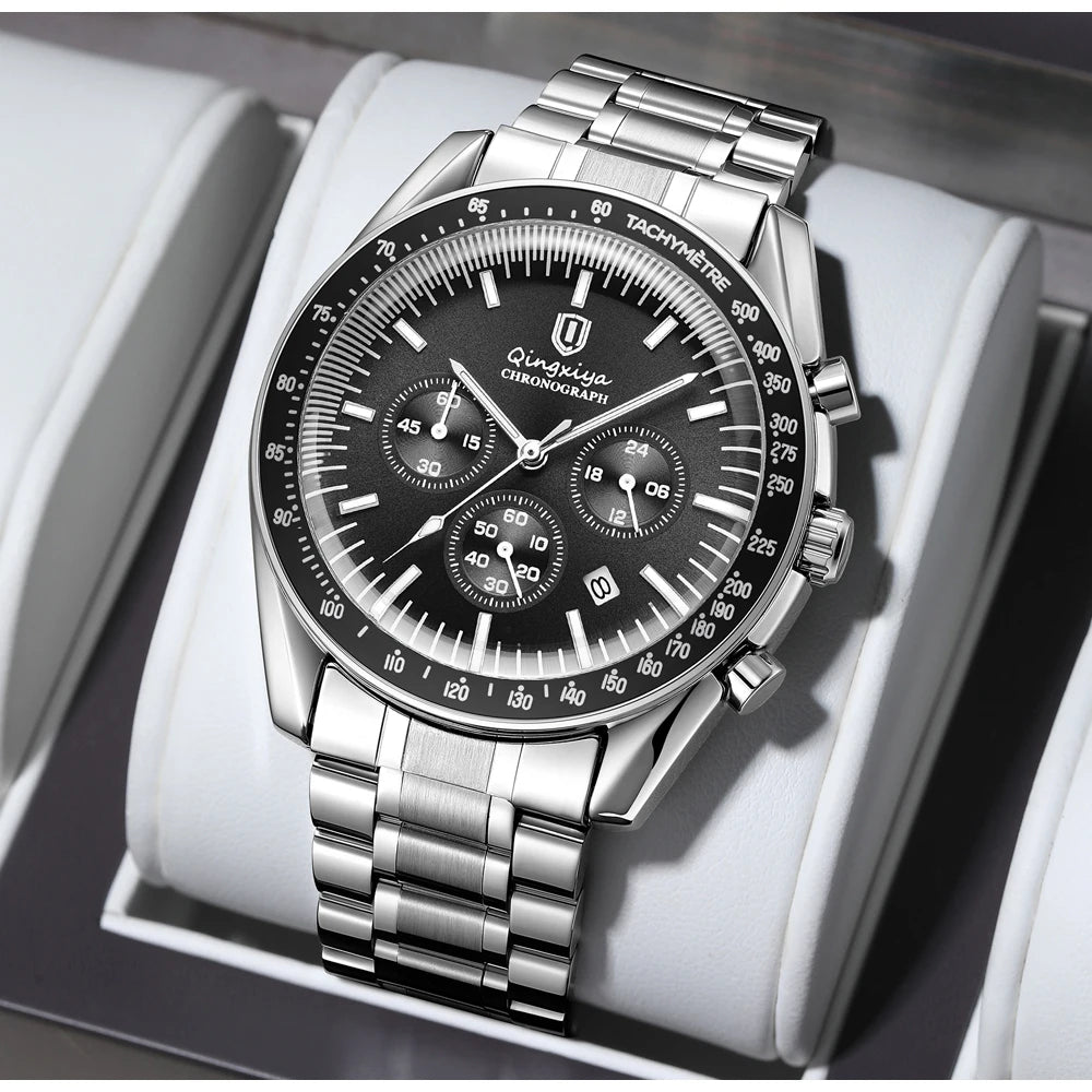 New Men Watch Calendar Business Quartz Watches Mens Top Brand Luxury Sport Waterproof Luminous Stainless Steel Man Wristwatches