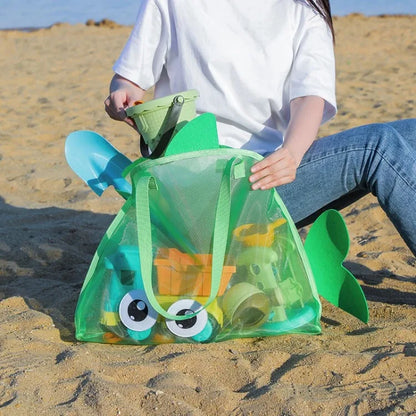 Cute Large Capacity Storage Bag Portable Foldable Mesh  Sand Digging Toy Organizer Pouch for Beach Travel Outdoor Sports