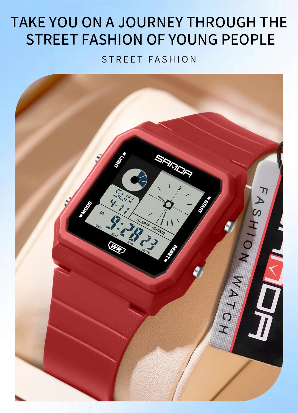 SANDA 2216 Fashion Electronic Watch Multifunction Alarm Calendar Waterproof Sports Student Digital Watches