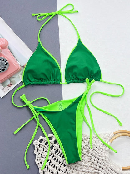 Sexy Leopard Micro Bikini 2025 Women Swimsuit Female Swimwear Thong Bikinis Set Brazilian Halter Beach Wear Lace Up Bathing Suit