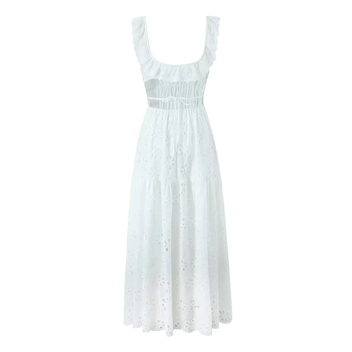 Ashgaily White Dress Women Halter Cotton Long Dress Lace Elegant Party Outfits Ladies Sexy Club Clothes