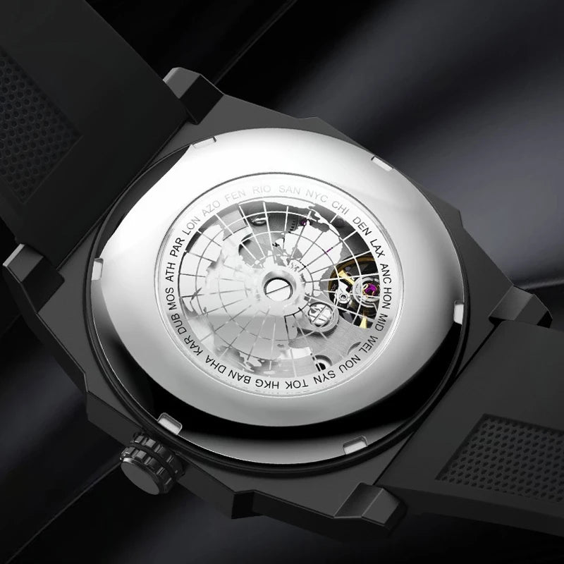 Pentagram Rotation Designer Luxury Luminous Automatic Movement Mechanical Clock High Quality Waterproof Silicone Men's Watches