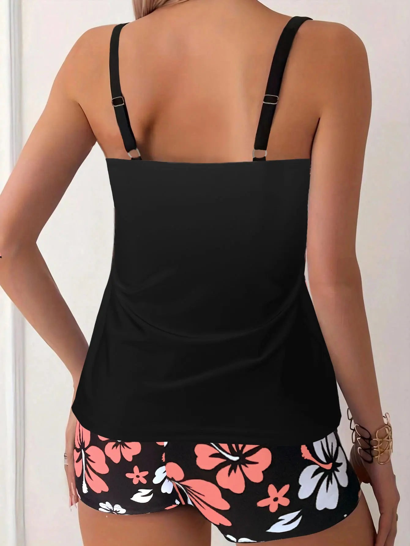 2025 New Women's Conservative Quick Dry Print Bikini Bottoms High Waist Floral Polyester Swimsuit Triangle Panty Cross Border