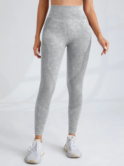 Women Seamless Gym High Waist Yoga Pants Hip Lifting Outdoor Sports Tight Waist Letter Sand Washed Pants Exercise Yoga Leggings