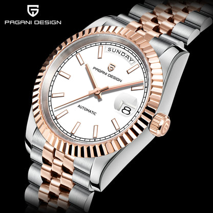PAGANI DESIGN Watches Pure White Dial Mechanical Watch For Men 2025 New Luxury Sapphire Crystal Automatic Stainless Steel Clock