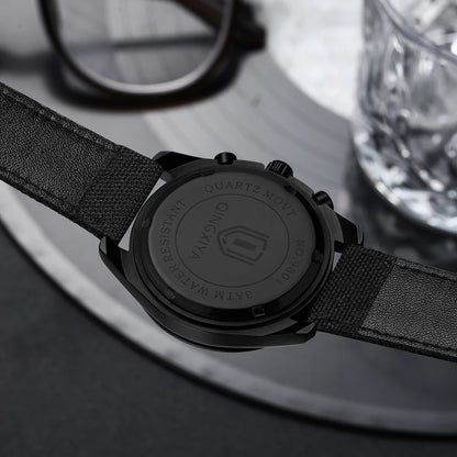 QINGXIYA Fashion Chronograph Quartz Watch for Men Sports Leather Strap Waterproof Date Luxury Mens Watches Relogio Masculino