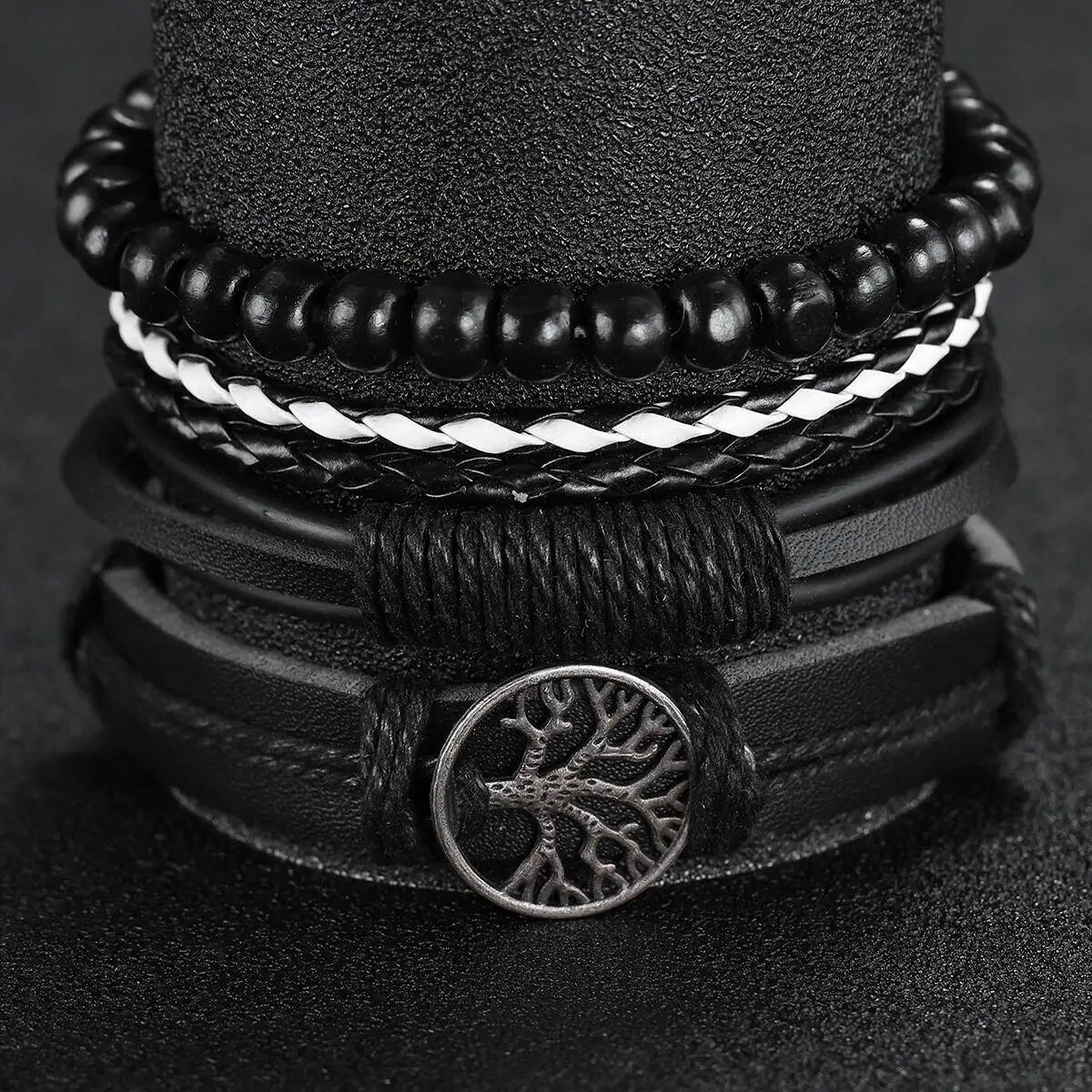 4/5PCS Fashion Leather Strap Men Business Watches Casual Mens Quartz Watch Vintage Bracelets Set Reloj Hombre（Without Box）