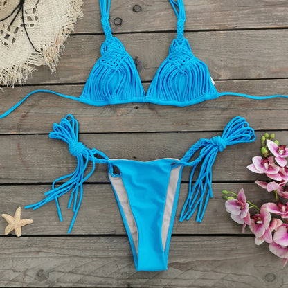 2025 New Bandage Stripes Brazilian Bikini Swimwear Women's Swimsuit Two Piece Set Female Sexy Lace up Mujer Beachwear Summer