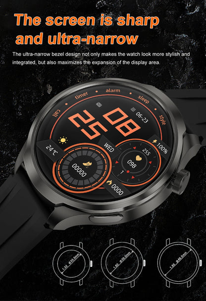 New 1.85"AMOLED NFC GPS Smart Watches For man IP68 Waterproof Blood Pressure Body Temperature Sport Fitness tracker Smart Watch