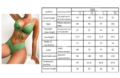 New High Elastic Bikini Set for 2025 Summer Two Pieces Solid Color Lace-up Sexy Women Swimsuit Beach Bathing Suit Swimwear