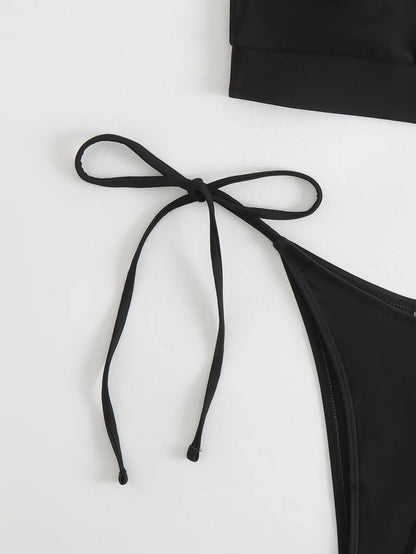 2025 Sexy Orange Bikini Hollow Out Push Up Two-Piece Swimsuit Women Halter Bandage Backless Thong Swimwear Summer Beachwear New