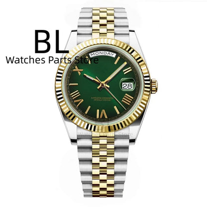 BLIGER 36mm39mm Silver Gold Luxury Enamel Dial Men's Watches Miyota8285 Week Date Function Waterproof Sapphire Glass Reloj Hombr