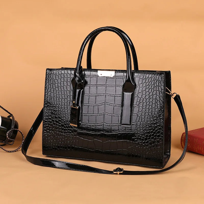 Women'S Large Capacity Tote Bag Elegant Synthetic Handbag with Zipper Closure, Spacious Work Bag for Women Formal & Everyday Use