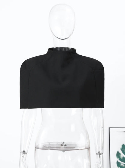 Cropped Women Blazer Zipper Sleeveless Stand Collar Solid Elegant Female Shrugs Top Fashion Casual Party Clothing New 2026