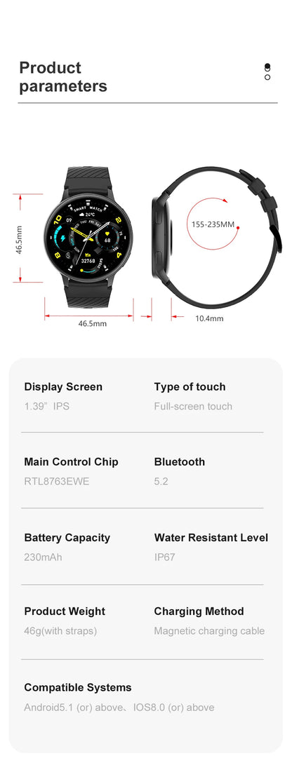 FOXBOX Smart watch Health Monitoring Sport Fitness Tracker Bluetooth Call Waterproof Men Women Luxury Smartwatch For IOS Android