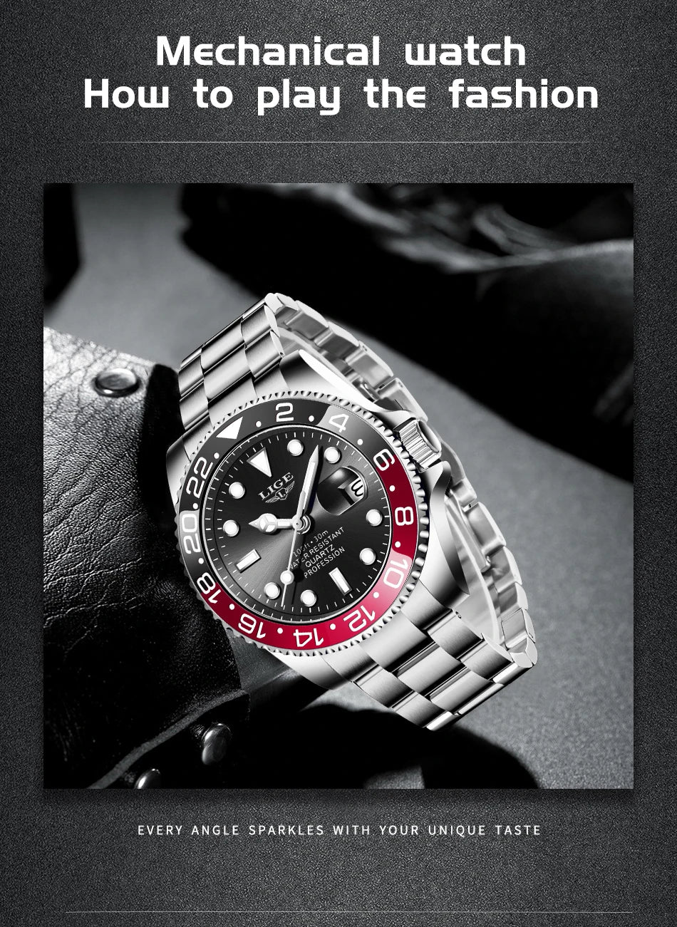 LIGE Top Brand Fashion Mens Watch Business Luxury Quartz Wristwatches Luminous Waterproof Sports Watches Mens Gifts Reloj Hombre