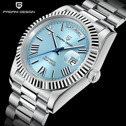 PAGANI DESIGN Watches Pure White Dial Mechanical Watch For Men 2025 New Luxury Sapphire Crystal Automatic Stainless Steel Clock