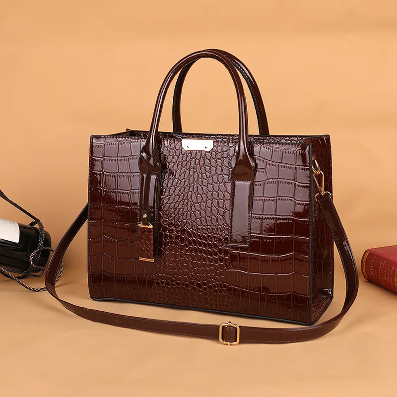 Women'S Large Capacity Tote Bag Elegant Synthetic Handbag with Zipper Closure, Spacious Work Bag for Women Formal & Everyday Use