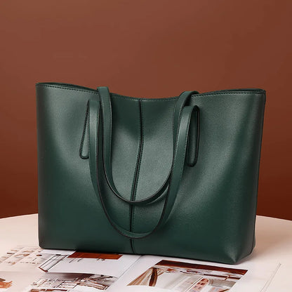 Women's Tote Bags Simple Large Capacity Femal Shoulder Bag Solid Color Commuter Leather Hand Bags Ladies Top Handle Bags