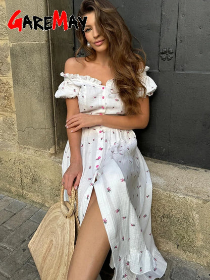 Elegant Women's Summer Cotton 100% Dress Vintage Light Midi Muslim Dresses Beautiful Long  Casual  White Dress for Women 2026
