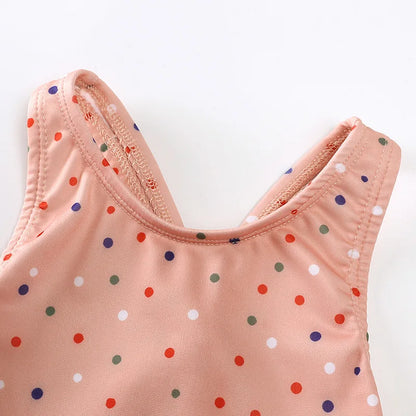 Girls Cute Backless Floral One-piece Swimsuit Baby Bikini Swimwear with hat Sun-proof Beach Vacation Toddlers Kids Chic Swimsuit