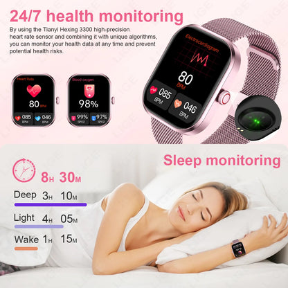 LIGE Fashion Smart Watches Women Bluetooth Call Women‘s Health Monitor Heart Rate Blood Pressure Fitness Digital Smartwatch Men