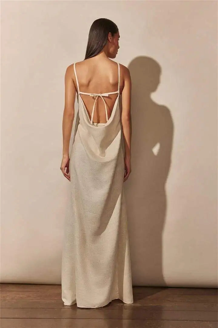 Ashgaily White Dress Women Halter Cotton Long Dress Lace Elegant Party Outfits Ladies Sexy Club Clothes