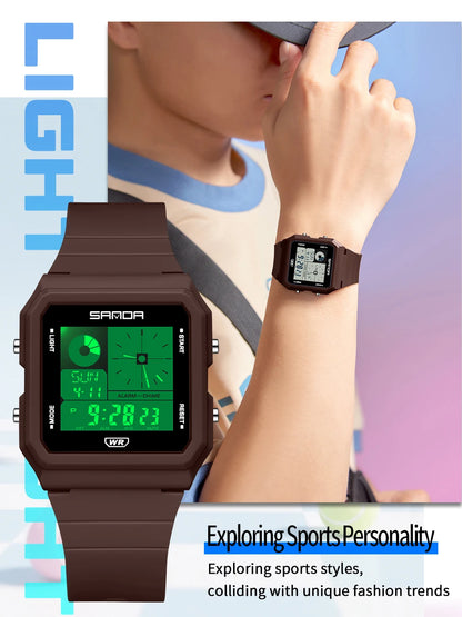 SANDA 2216 Fashion Electronic Watch Multifunction Alarm Calendar Waterproof Sports Student Digital Watches