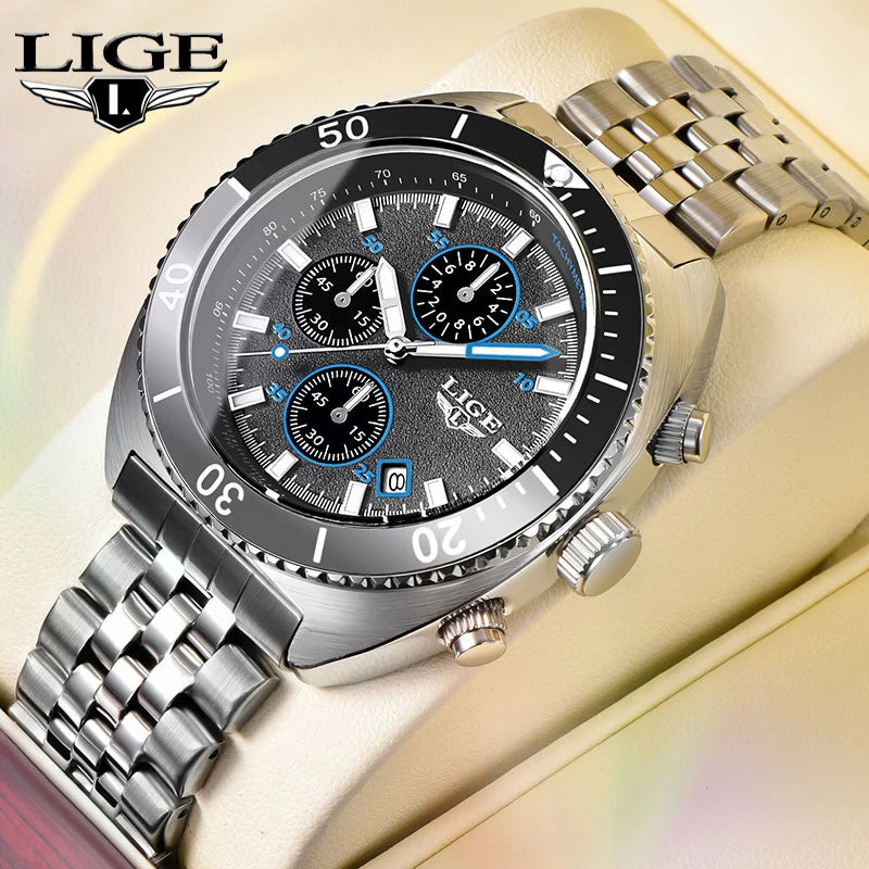 LIGE New Business Luxury Watches Men Top Quality Fashion Quartz Wristwatches Male 30M Waterproof Casual Mens Watch Gifts Reloj