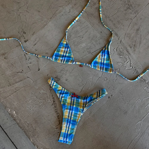 Micro Bikinis 2025 Sexy Women Swimsuit Swimwear Female Brazilian Bikini Set Biquini Bathing Suit Plaid Swimming Suits Beachwear