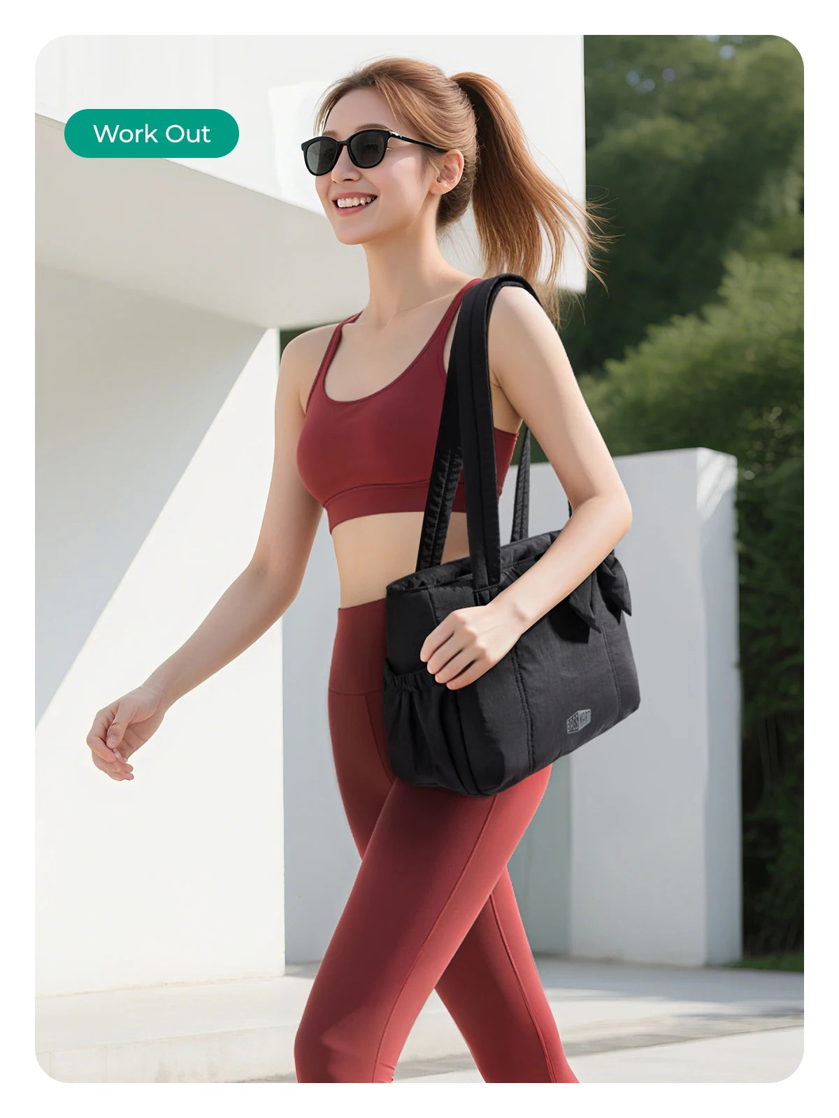BAGSMART Versatile Travel Tote Bag Women Commuting Bag Multiple Pockets Messenger Handbag College School Shoulder Bag