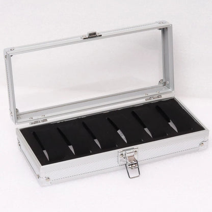 Useful Aluminium Watches Box 12 Grid Slots Jewelry Watches Display Storage Box Square Case Suede Inside Rectangle Watch Holder