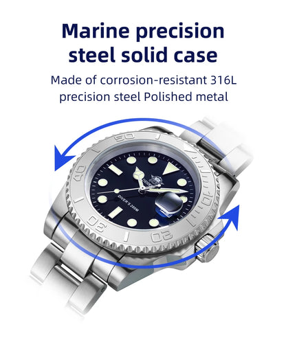 ADDIESDIVE New Luxury Men's Watch Stainless Steel BGW9 Super Luminous Quartz Men's Watch Diver 200m Men Analog Watches MY-H3C